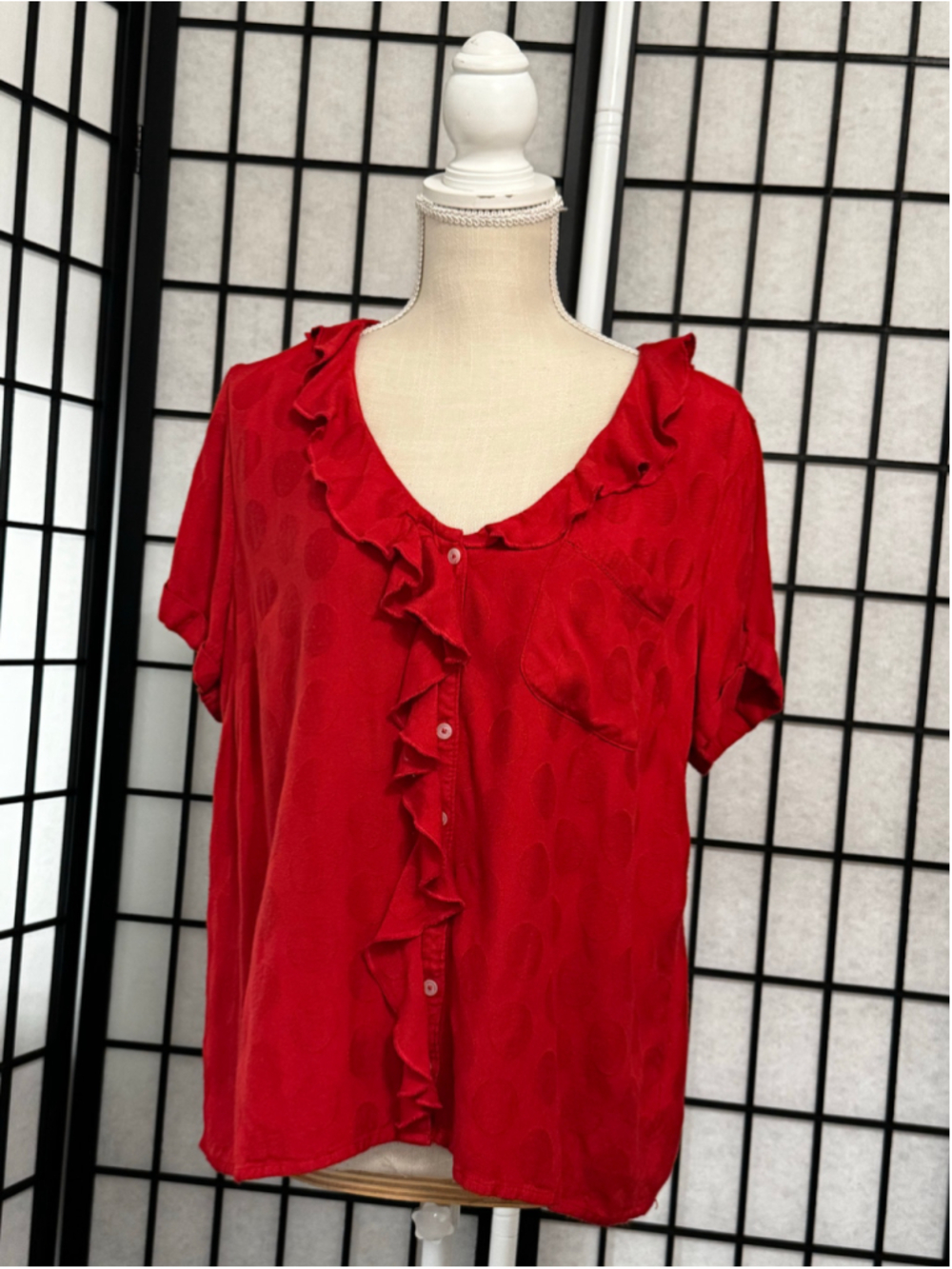 Women's Maeve Red Button Down Shirt Size L